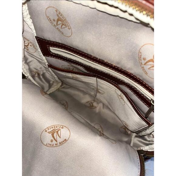 Firenze Vintage Italian Leather Glossy Brown Adjustable Mid-Size Travel Book Bag - Picture 5 of 9